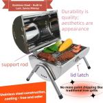 Upgraded Rust-Resistant Premium Stainless Steel Portable Charcoal Grill, Dual Large Grilling Zones,Easy-to-Assemble Outdoor Small Grill for Backyard,Patio,Travel&Camping,Foldable Tailgate Compact BBQ