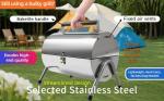 Upgraded Rust-Resistant Premium Stainless Steel Portable Charcoal Grill, Dual Large Grilling Zones,Easy-to-Assemble Outdoor Small Grill for Backyard,Patio,Travel&Camping,Foldable Tailgate Compact BBQ