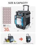 TOURIT 30L/50-Can Cooler with Wheels - 16Hrs Ice Retention Rolling Cooler with Retractable Handle & Oversized All-Terrain Tires, PU-Coated Waterproof Soft Cooler Bag for Camping, Beach Travel, Picnics