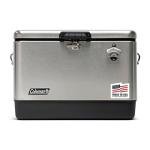 Coleman Reunion Premium Insulated Portable Cooler, Leak-Resistant 54qt Steel Belted Cooler with Heavy-Duty Latch, Handles, Drain & Bottle Opener, Great for Camping, Tailgating, Beach, Picnic, & More