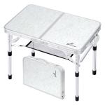 Sportneer Camping Table: Adjustable Height Small Folding Table 23.6" L x 15.7" W 2 Height with Mesh Layer - Compact & Portable Camping Essentials for Outdoor Camp Garden Picnic BBQ Dining Cooking