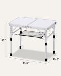 Sportneer Camping Table: Adjustable Height Small Folding Table 23.6" L x 15.7" W 2 Height with Mesh Layer - Compact & Portable Camping Essentials for Outdoor Camp Garden Picnic BBQ Dining Cooking