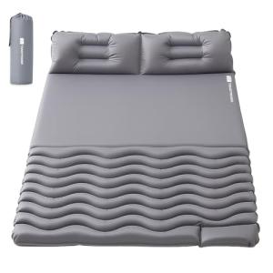 TANSTRIDER Double Sleeping Pad for Camping,Self Inflating Sleeping Mat with Pillow and Built-in Foot Pump 4-Season Backpacking Adult Form Pads for Camp/Travel/Tent/Hiking