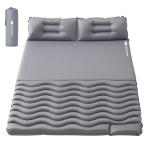 TANSTRIDER Double Sleeping Pad for Camping,Self Inflating Sleeping Mat with Pillow and Built-in Foot Pump 4-Season Backpacking Adult Form Pads for Camp/Travel/Tent/Hiking