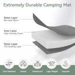 TANSTRIDER Double Sleeping Pad for Camping,Self Inflating Sleeping Mat with Pillow and Built-in Foot Pump 4-Season Backpacking Adult Form Pads for Camp/Travel/Tent/Hiking