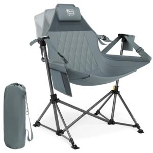TIMBER RIDGE Hammock Camping Chair, Oversized Swinging Hammock Chair with Adjustable Back and Seat for Outdoor Lawn, Sports, Supports 400lbs, Grey