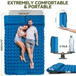 Seektain Inflating Sleeping Pad Mattress for Camping: Inflatable Camping Bed with Built-in Foot Pump for Tent - 4" Extra Thick Mat Air Cot for Floor - 2 Person Blue