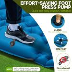 Seektain Inflating Sleeping Pad Mattress for Camping: Inflatable Camping Bed with Built-in Foot Pump for Tent - 4" Extra Thick Mat Air Cot for Floor - 2 Person Blue