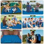 Seektain Inflating Sleeping Pad Mattress for Camping: Inflatable Camping Bed with Built-in Foot Pump for Tent - 4" Extra Thick Mat Air Cot for Floor - 2 Person Blue