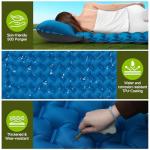 Seektain Inflating Sleeping Pad Mattress for Camping: Inflatable Camping Bed with Built-in Foot Pump for Tent - 4" Extra Thick Mat Air Cot for Floor - 2 Person Blue