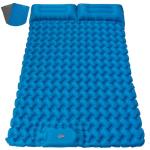Seektain Inflating Sleeping Pad Mattress for Camping: Inflatable Camping Bed with Built-in Foot Pump for Tent - 4" Extra Thick Mat Air Cot for Floor - 2 Person Blue