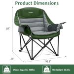Youtanic Oversized Camping Chair, Portable Folding Camping Chairs with Side Pocket, Cup Holder and Carry Bag, Heavy Duty Outdoor Camping Chairs for Adults, Fishing, Sports, Trip, up to 400lbs, Style 7