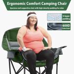 Youtanic Oversized Camping Chair, Portable Folding Camping Chairs with Side Pocket, Cup Holder and Carry Bag, Heavy Duty Outdoor Camping Chairs for Adults, Fishing, Sports, Trip, up to 400lbs, Style 7