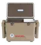 Engel UC30 30qt Leak-Proof, Air Tight, Fishing Drybox Cooler with Built-in Fishing Rod Holders, Also Makes The Perfect Hard Shell Lunchbox for Men and Women in Tan