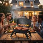 MASTER COOK Portable Charcoal Grill, Foldable Lightweight BBQ Grill with Adjustable Air Vent and 330 sq.in. Cooking Area Outdoor RV, Camping, Patio, Tailgating, Travel