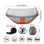 LFL Camping Hammock with Mosquito Net, Hammocks with 13ft Tree Straps Carabiners, Automatic Quick Open Outdoor Portable Hammock, Nylon Parachute Material Outside Hammocks (Orange)