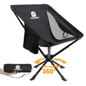 Raynesys Portable Camping Chair 1 Pack, 8 Seconds Quick Setup Folding Camping Chair, Flexible 360° Rotation, Easy Carry, 3.8Lb Lightweight Folding Chairs for Hiking, Sporting, Travel, Beach