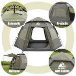 Hewolf 2/3/4 Person Camping Tent - Instant Pop Up Waterproof 2 Doors Tent with Easy Setup | 3-Season Hexagonal Dome Design for Family, Hiking & Traveling (Green)