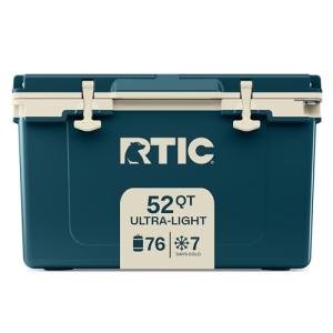 RTIC Ultra-Light 52 Quart Hard Cooler Insulated Portable Ice Chest Box for Beach, Drink, Beverage, Camping, Picnic, Fishing, Boat, Barbecue, 30% Lighter Than Rotomolded Coolers, Marine/Canvas