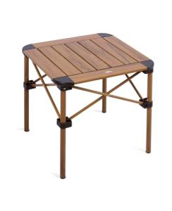 iClimb Lightweight Stable Alu. Folding Square Table Roll Up Top with Carry Bag for Camping Picnic Backyards BBQ Camp Kitchen (Nature, S)