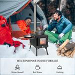 Huskfirm Wood Burning Stove,Tent Stove for Heating,Folding Portable Wood Stove for Tent,Cooking,Courtyard,Camping Stove include Chimney Pipes and Spark Arrestor, Black-LOGO