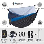 Camping Hammock with Net,Travel Portable Lightweight Hammocks with Tree Straps and Solid D-Shape Carabiners,Parachute Nylon Hammock for Outsides Backpacking Beach Backyard Patio Hiking