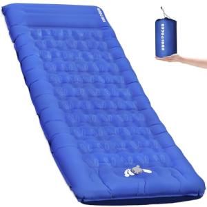 Hualonger Camping Sleeping Pad,5.5" Extra Thick Inflatable Sleeping Pads with Pillow Built-in Foot Pump Sleeping Mat Compact for Camping, Backpacking, Hiking,Traveling Tent