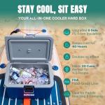 Niphean 4-Layer Insulated Paddle Board Cooler Box - 60 Hours Ice Retention, Convertible Seat on Paddle Board with D-Ring, 15-Liter Rigid Kayak Cooler for Camping, Beach, Kayaking-Sup Accessories