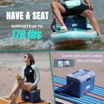 Niphean 4-Layer Insulated Paddle Board Cooler Box - 60 Hours Ice Retention, Convertible Seat on Paddle Board with D-Ring, 15-Liter Rigid Kayak Cooler for Camping, Beach, Kayaking-Sup Accessories