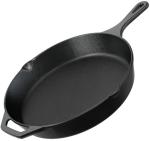 Utopia Kitchen Cast Iron Skillets 12 Inch, Chef's Pan, Pre-Seasoned Frying Pan, Stovetop, Oven, Campfire and Grill Large Skillet, Even Heat Distribution Multipurpose Cast Iron Pan - Black