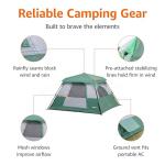 Amazon Basics 4-Person Instant Camping Tent with Rainfly, Weather-Resistant, Quick Setup, Green