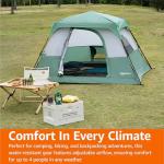 Amazon Basics 4-Person Instant Camping Tent with Rainfly, Weather-Resistant, Quick Setup, Green