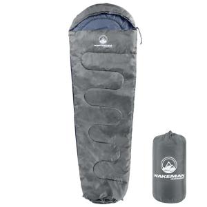 Mummy Sleeping Bag - Adult Cold Weather Sleeping Bag Rated to 25°F - Waterproof with Drawstring Hood - Camping Equipment by Wakeman Outdoors (Black)