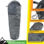 Mummy Sleeping Bag - Adult Cold Weather Sleeping Bag Rated to 25°F - Waterproof with Drawstring Hood - Camping Equipment by Wakeman Outdoors (Black)