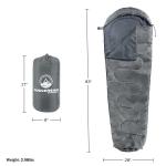 Mummy Sleeping Bag - Adult Cold Weather Sleeping Bag Rated to 25°F - Waterproof with Drawstring Hood - Camping Equipment by Wakeman Outdoors (Black)