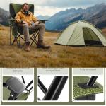 Heavy Duty Folding Chair 500LB Capacity, Oversized Camping Chairs with Cup Holder, Cooler Bag & Storage Pouch, Double-Layer Fabric, Outdoor Chairs for Sports, Lawn Chairs (2, Black Green, Oversized)