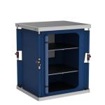 EAGLE PEAK Outdoor Folding Camping Table with Large 3-Tier Storage Organizer and Side Pockets, Easy Set Up Portable Aluminum Camping Kitchen, Blue