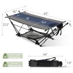 ALPHA CAMP Portable Hammock Bed with Stand, Foldable Lounge Camping Bed for Patio, Backyard, Garden, Poolside, Beach, Lawn, Porch Include Pillow, Storage Net, Side Pocket with Cup Holder