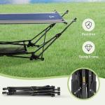 ALPHA CAMP Portable Hammock Bed with Stand, Foldable Lounge Camping Bed for Patio, Backyard, Garden, Poolside, Beach, Lawn, Porch Include Pillow, Storage Net, Side Pocket with Cup Holder