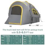 GoHimal Pickup Truck Tent, Waterproof PU2000mm Double Layer for 5.5-6.0 FT Truck Bed, Portable Bed Tent for Camping, Gray