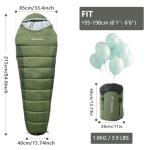 BISINNA Mummy Sleeping Bag for Adults 14-41℉ Cold Weather 3-4 Season Camping Sleeping Bags with Compression Sack for Backpacking Hiking Traveling (Green)