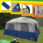10 Person Camping Tent - Large Outdoor Tent with Room Divider and Rainfly - Family Camping House with 2 Doors and 4 Screen Windows by Wakeman Outdoors (Navy)