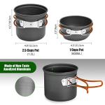 Odoland 8pcs Camping Cookware Mess Kit, Camping Pot and Pan Set with Mini Backpacking Stove, Stainless Steel Cup, Spork and Tank Bracket, Cooking Gear for Outdoor, Hiking, Picnic, Campfire, Red