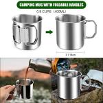 Odoland 8pcs Camping Cookware Mess Kit, Camping Pot and Pan Set with Mini Backpacking Stove, Stainless Steel Cup, Spork and Tank Bracket, Cooking Gear for Outdoor, Hiking, Picnic, Campfire, Red