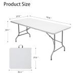 Lakhow Folding Table 6ft Plastic Table Indoor & Outdoor for Picnic, Camping,BBQ and Party, with Powder Coated Steel Legs and Built in Carry Handle, White