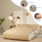 Gaglojti 16" Queen Air Mattress Full with Built in Pump for Camping,Portable Blow up Mattress with Carry Bag,High-Speed Pump,Luxury Inflatable Mattress Comfort Flocked Airbed for Guest,Home(Khaki)