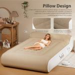 Gaglojti 16" Queen Air Mattress Full with Built in Pump for Camping,Portable Blow up Mattress with Carry Bag,High-Speed Pump,Luxury Inflatable Mattress Comfort Flocked Airbed for Guest,Home(Khaki)