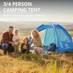 CAMEL CROWN 3/6 Person Camping Tent, Waterproof Windproof Easy Setup, Silver-Coated Fabric with UPF Sun Protection,Portable Family Tent with 2 Mesh Windows & 2 Doors for Outdoor Hiking