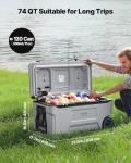 VEVOR Portable Cooler, 74 QT Wheeled Cooler with Ice Retention, Heavy-Duty Handles and Cup Holder, Lightweight Rigid Material, Suitable for Family Picnics and Long Trips