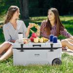 VEVOR Portable Cooler, 74 QT Wheeled Cooler with Ice Retention, Heavy-Duty Handles and Cup Holder, Lightweight Rigid Material, Suitable for Family Picnics and Long Trips